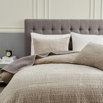 Melange Home - Cotton Velvet Quilt Set, Light Grey, King Quilt Set - Cotton Velvet Quilt Set