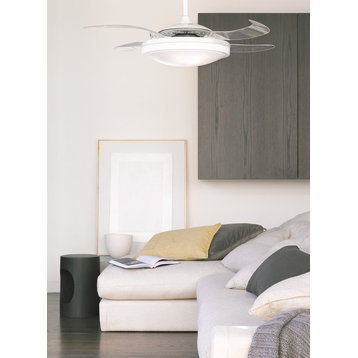 Fanaway Evo2 Retractable 4-Blade Lighting Ceiling Fan, Brushed White