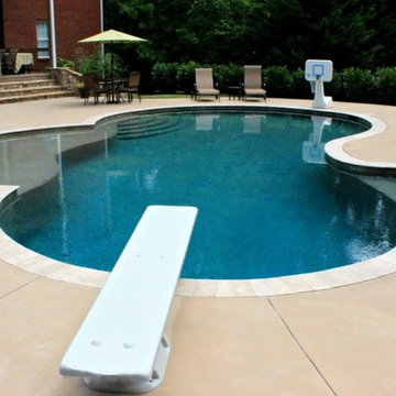 Gunite Pool with Tanning Ledge, Diving Board, & Basketball Goal