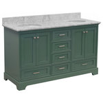 Kitchen Bath Collection - Harper 60" Bathroom Vanity, Sage Green, Carrara Marble, Double - The Harper: Style, storage, and quality. No compromise necessary.