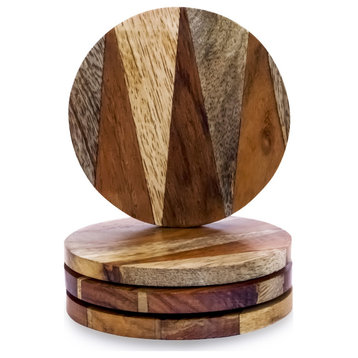 Knuckled 4 pieces Wood Coaster set