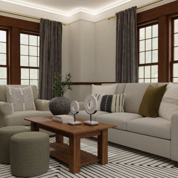 Transitional Rustic Living Room with Gray Tones