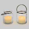 Brighton Glass Hurricane Lantern With Flameless Candle and Remote, Set of 2