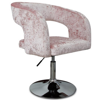 Ronni Modern Vanity Chair, Pink Crushed Velvet