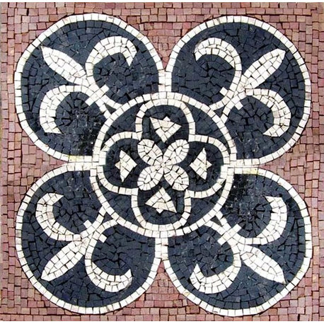 Black and Cream Square, Fleur De Lis, 16"x16"