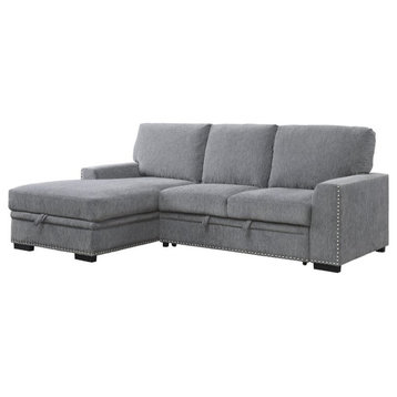 Lexicon Morelia Chenille Sectional with Pull Out Bed and Storage in Dark Gray