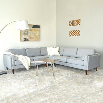 Hudson Light Gray Fabric Modern Living Room Corner Symmetrical Sofa