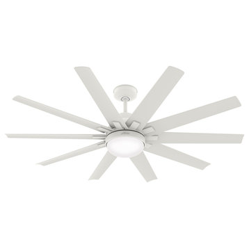 Hunter 60" Matte White Overton Ceiling Fan With LED Light Kit and Wall Control