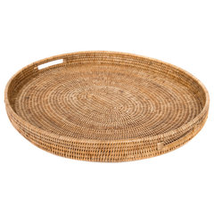 Artifacts Rattan™ Round Serving / Ottoman Tray - Tropical