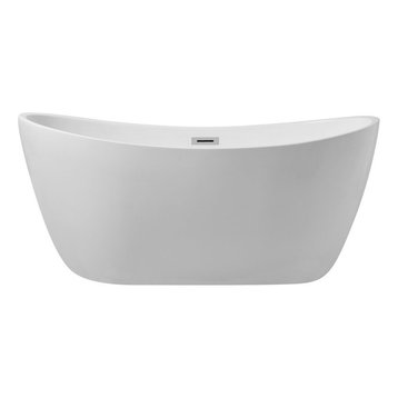 Igor 54" Soaking Double Slipper Bathtub, Glossy White