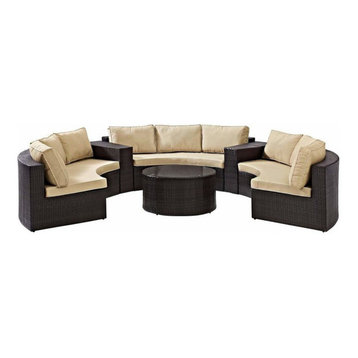 Catalina 6-Piece Outdoor Wicker Seating Set With Sand Cushions