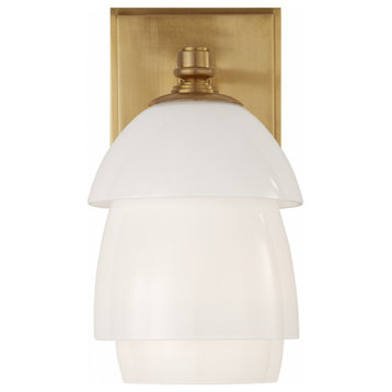 Whitman Small Wall Sconce, 1-Light, Hand-Rubbed Antique Brass, 8.5"H