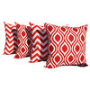 Chevron Red And Nicole Rojo Red And White Ogee Outdoor Throw Pillows, Set of 4