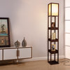 Brightech Maxwell Drawer Edition - Shelf & LED Floor Lamp Combination, Havana Brown
