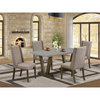 East West Furniture V-Style 5-piece Wood Dining Set in Jacobean Brown/Cement