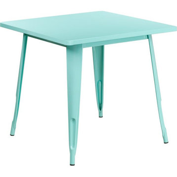 31.5" Square Mint Green Metal Indoor-Outdoor Table