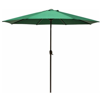 9' Outdoor Premium Vented Patio Umbrella with Crank Open, Forest Green