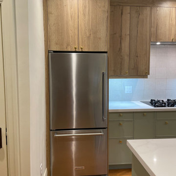 IKEA Kitchen with Custom White Oak and Sage Green Doors by Allstyle
