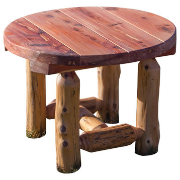 Red Cedar Log Outdoor Round Side Table