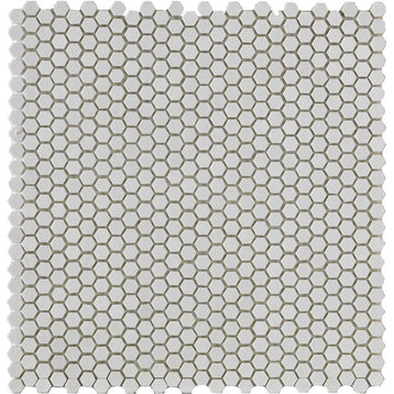 12"x12" Textures Esagoni Tile, Marmo Ultra White