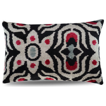 Canvello Black White Red Throw Pillow Down Feather Filled 16"x24"