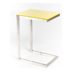 Safari Cee Satin Nickel Side Table | Yellow - Coffee Tables