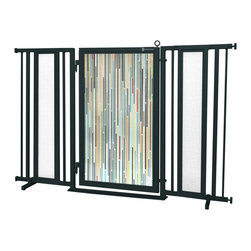 Fusion Gates - Fusion Gate with Modern Lines Design, Black, 60"-65" - Dog Gates