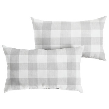 Grey Buffalo Plaid Outdoor Pillow Set, 14x24