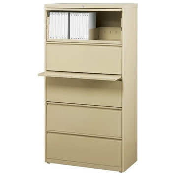 Scranton & Co 30" 5-Drawer Modern Metal Lateral File Cabinet in Beige