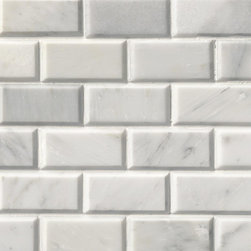 Polished Beveled Marble Mesh-Mounted Mosaic Floor and Wall Tile - Mosaic Tile