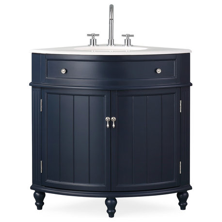 24” Triadsville Navy Blue Corner Bath Vanity
