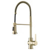 Britt Commercial Style 3-Function Pull-Down 1-Handle 1-Hole Kitchen Faucet, Brushed Gold