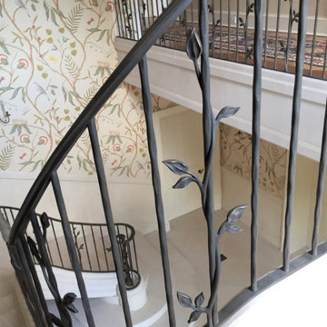 Wrought Iron Balustrade with Organic style Leaf Detail
