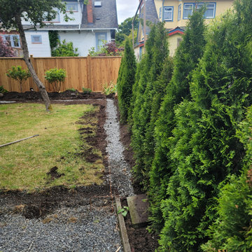 Charcoal on charcoal stamped concrete edging. Victoria BC