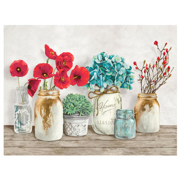 "Floral composition with Mason Jars" Paper Print by Jenny Thomlinson, 18"x14"