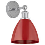 Innovations Lighting - Innovations Plymouth Dome 1-Light 8" Sconce, Chrome/Red, 616-1W-PC-MBD-75-RD - Innovation at its finest and a true game changer. Edison marries the best of our Franklin and Ballston collections to give you versatility of design and uncompromising construction. Edison fixtures are industrial-inspired and can be customized with glass or metal shades from both the Franklin and Ballston collections.