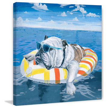"Chilling at the Beach" Painting Print on Wrapped Canvas, 12"x12"