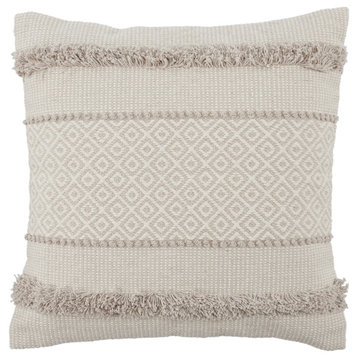 Vibe by Jaipur Living Imena Light Gray and Ivory Geometric Poly Fill Pillow 20"