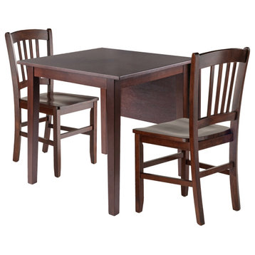 Perrone 3-Piece Drop Leaf Dining Table Set With Slat Back Chairs