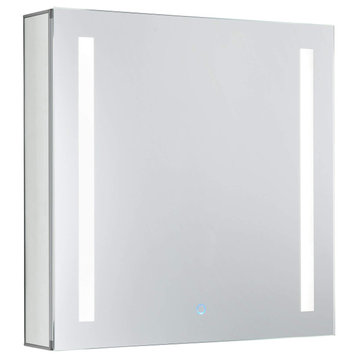 Bathroom Medicine Cabinet, Aluminum, Recessed/Surface Mount, With LED, 24"x24"