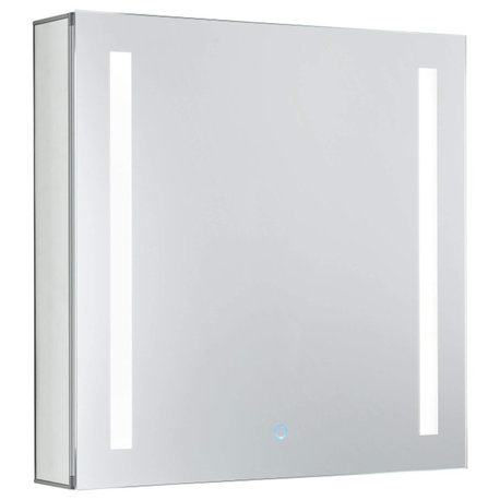 Bathroom Medicine Cabinet, Aluminum, Recessed/Surface Mount, With LED, 24"x24"