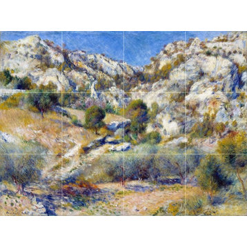 Tile Mural, Rocky Crags At L'Estaque Landscape Mountains Marble Matte