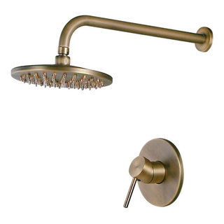 Traditional Rainfall Exposed Shower Fixture with Tub Spout in Antique Brass