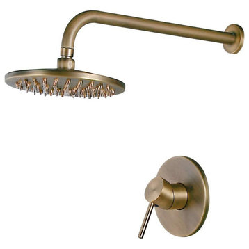 Brewst Round Rain Showerhead Only Wall Mount Shower System in Antique Brass