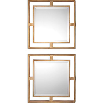 The Gold Square Mirrors Allick Gold Square Mirrors, Set of 2