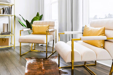 Example of a minimalist living room design in Raleigh