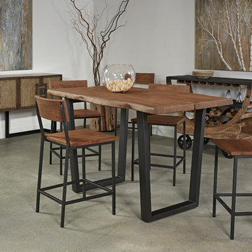 Acacia Wood and Metal Counter Height Dining
