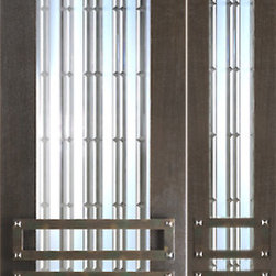 Prehung 2-1/4" Thick Mahogany Door Sidelite Art Glass Iron Work - Front Doors