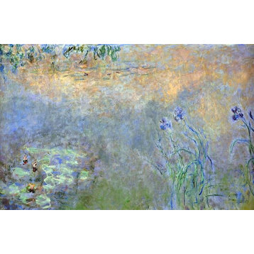 Claude Oscar Monet Water-Lily Pond With Irises Wall Decal Print