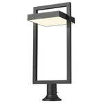 Z-Lite - Z-Lite 566PHXLR-553PM-BK-LE Luttrel 1 Light Outdoor Pier Mount in Black - A cutting-edge solution for illuminating your contemporary patio, deck or garden area, this one-light outdoor pier mounted fixture delivers chic minimalism with its angular bold black finish aluminum frame. A sand blast finish white glass shade uses LED-integrated technology to provide a strong, energy-efficient glow to light up evenings outdoors. The light is supported by a sturdy rounded base.